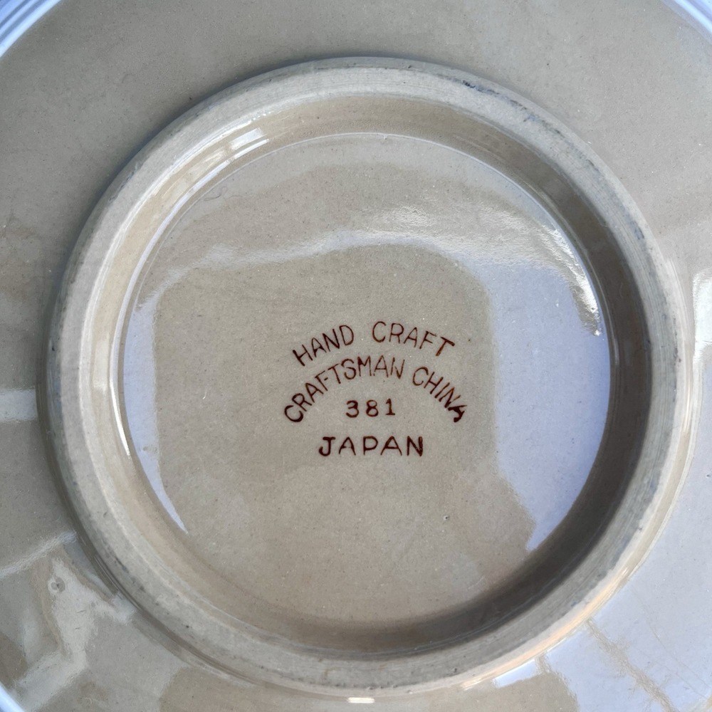 9" Serving Bowl Hand Craft Craftsman China 381 Japan Blue Leaves Glazed - Picture 4 of 6